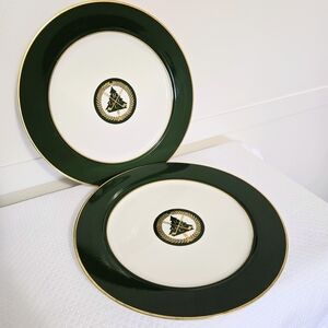 Homer Laughlin Golf Dinner Plate Green Band RGCC Evergreen Tree Country Club